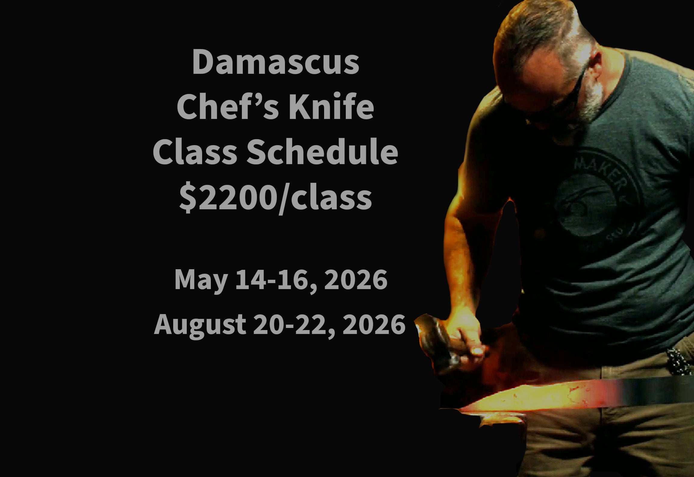 Studio Class: Damascus Chef's Knife $2200 ($300 Deposit)