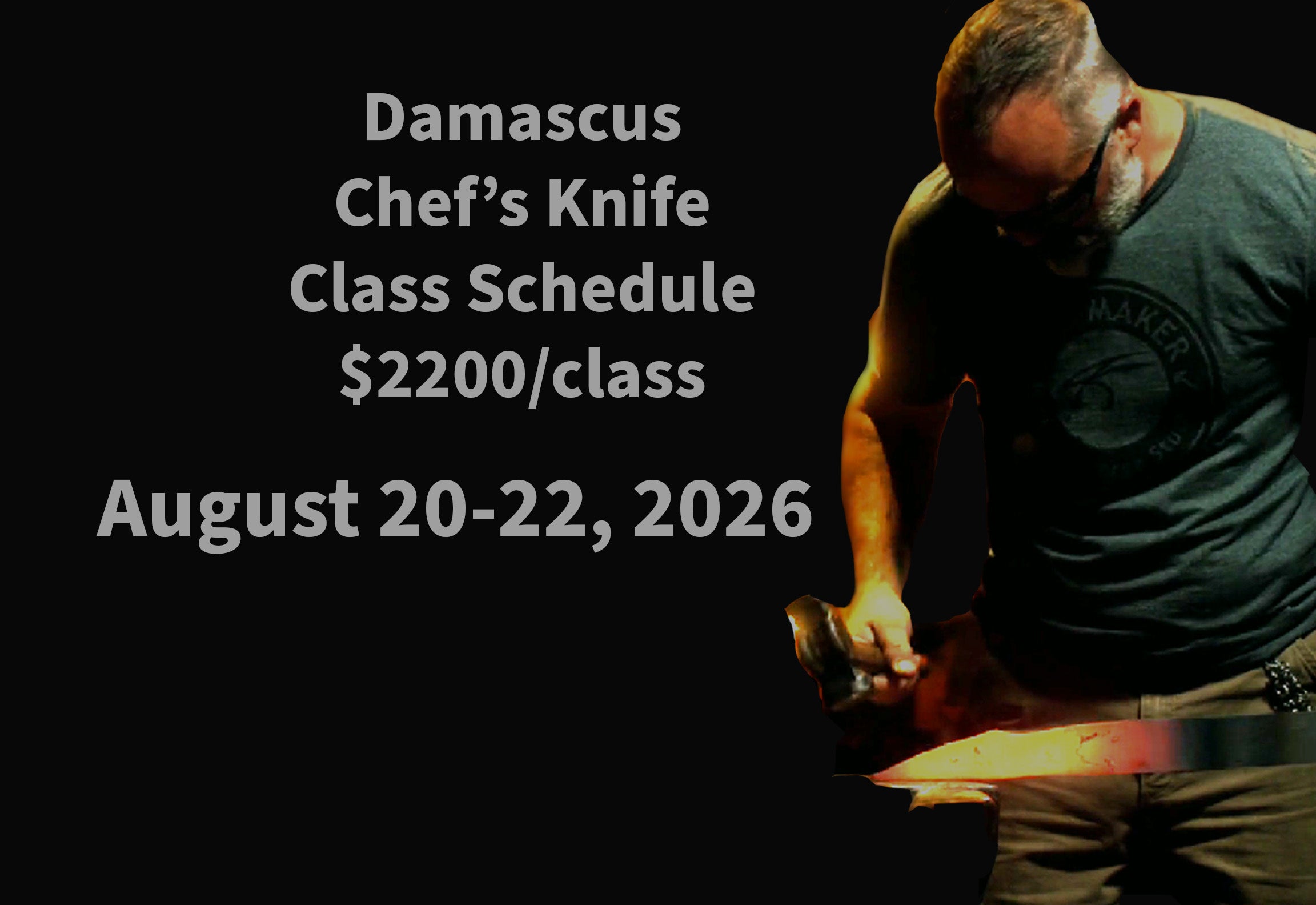 Studio Class: Damascus Chef's Knife $2200 ($300 Deposit)