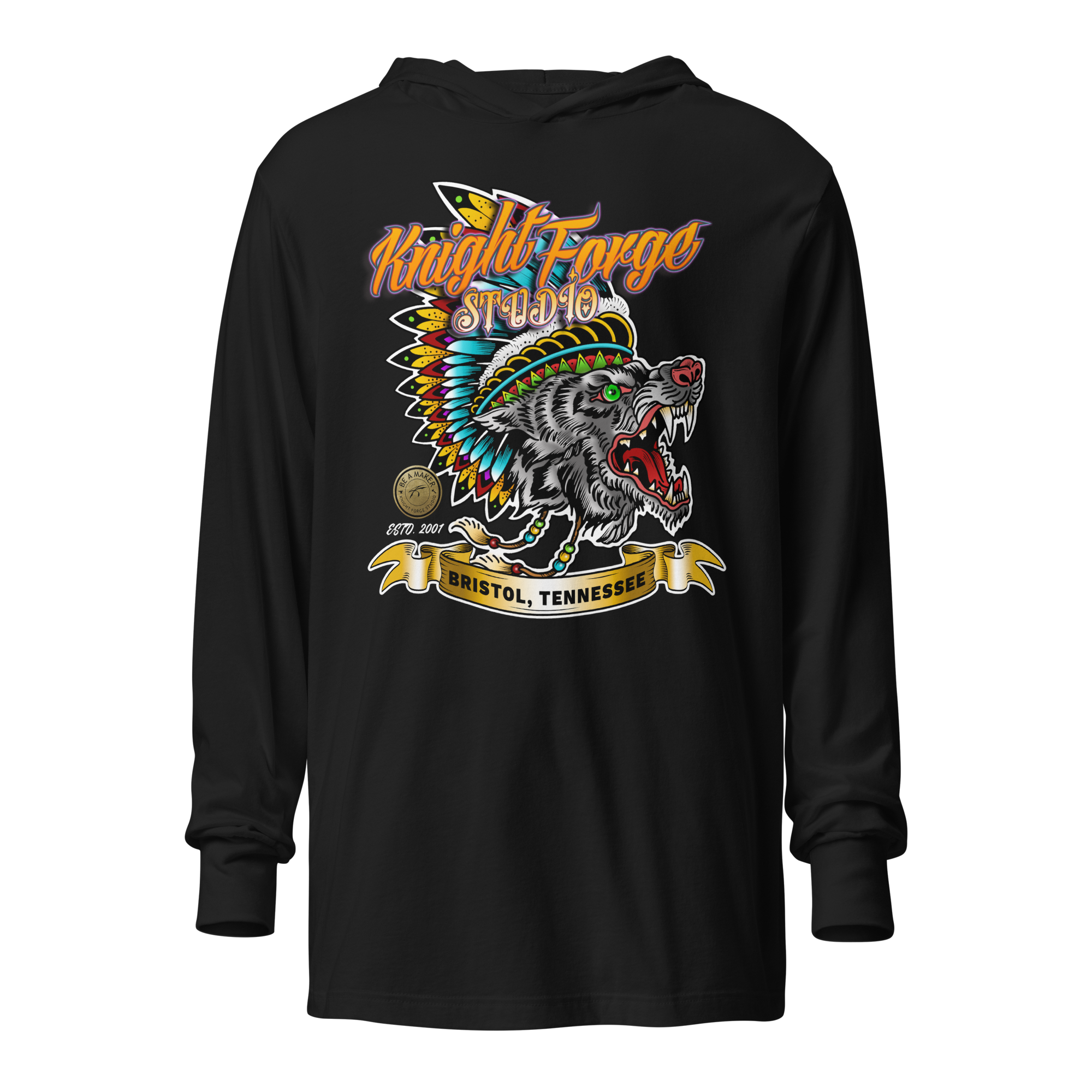 Be A Maker/Warrior Wolf Hooded Long-Sleeved Tee